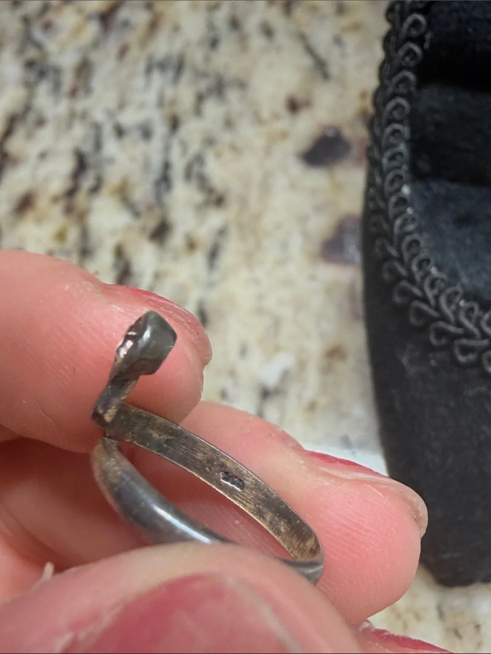 925 Silver Gem Snake Ring Size 2